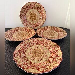 222 Fifth Lyria Saffron Plate 8.5 Set Of 4 Adorable multicolor Design.